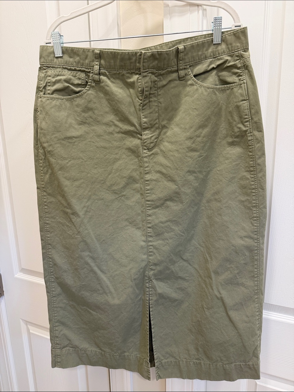 J. Crew olive green cotton chino skirt, size 31 / 12 - Picture 2 of 8